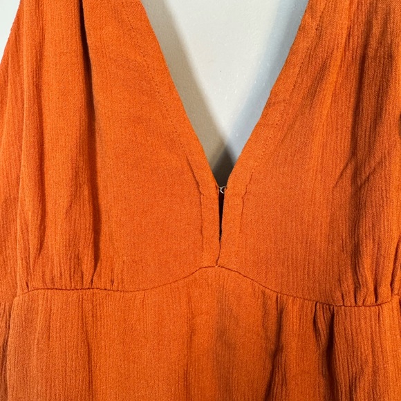 Abercrombie & Fitch NWT Women’s Rust Orange V-Neck Tie-Shoulder Maxi Dress - Picture 4 of 8